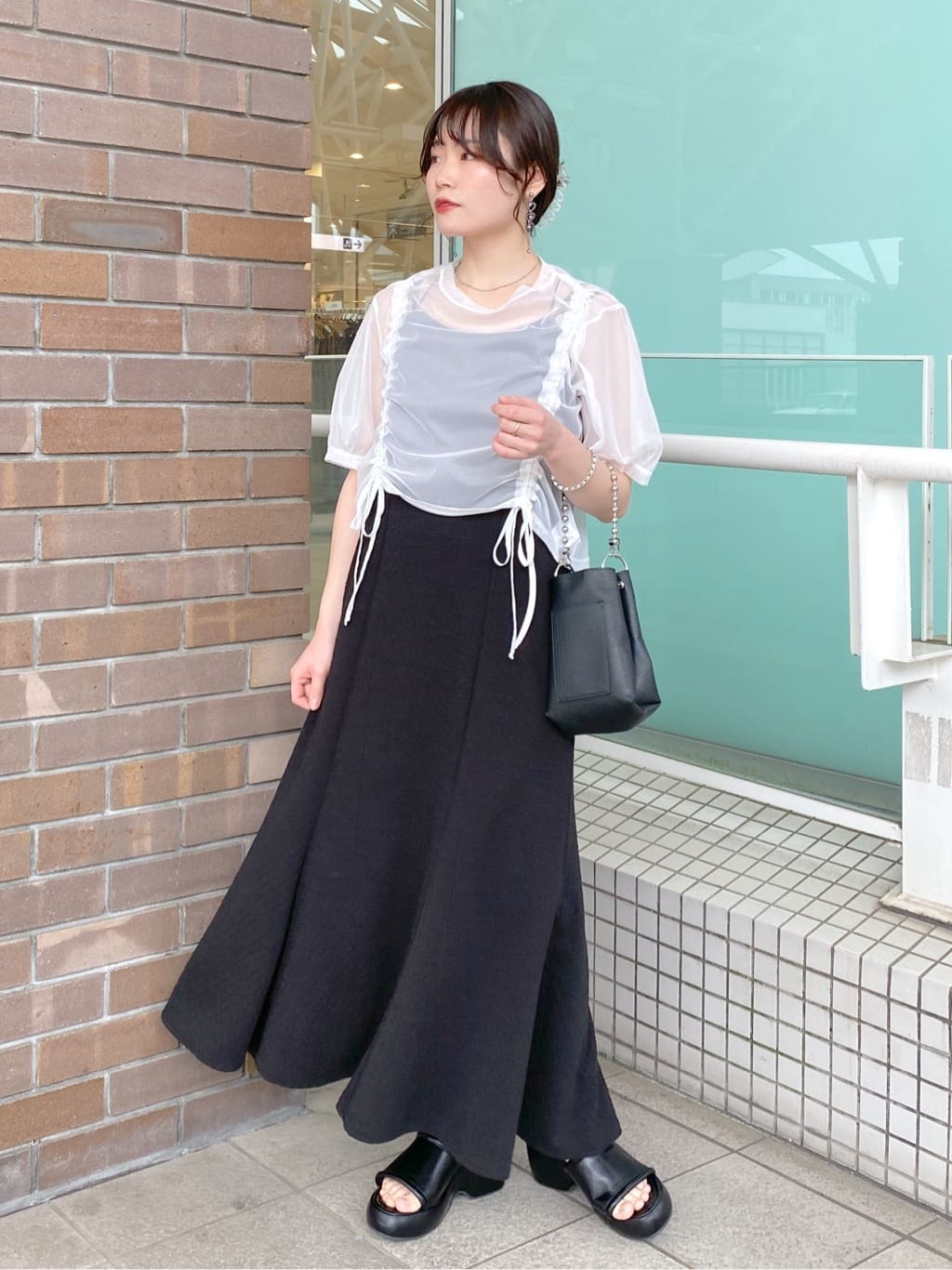 front draw sheer top (white) *JP