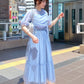 front draw sheer top (blue) *JP