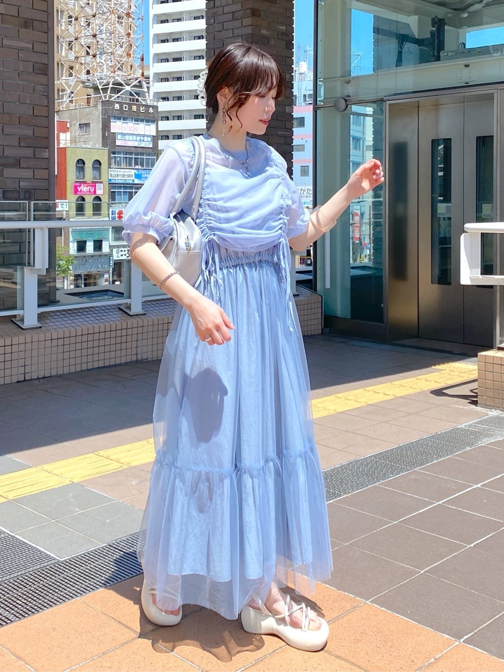 front draw sheer top (blue) *JP