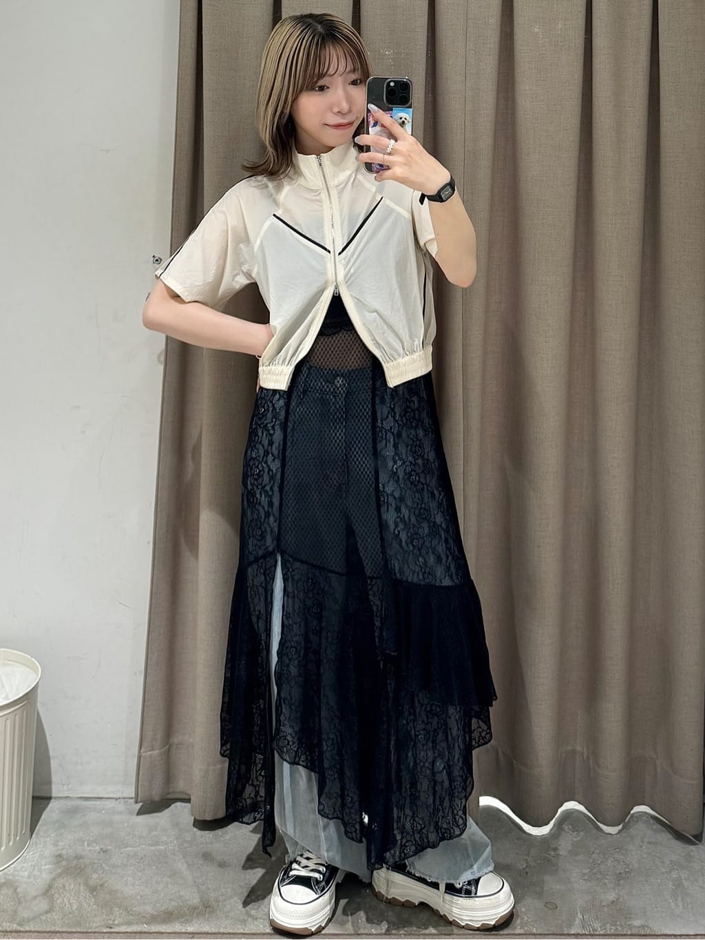 irregular lace ops (black) *JP