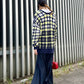 sheer check feather knit (navy) *JP