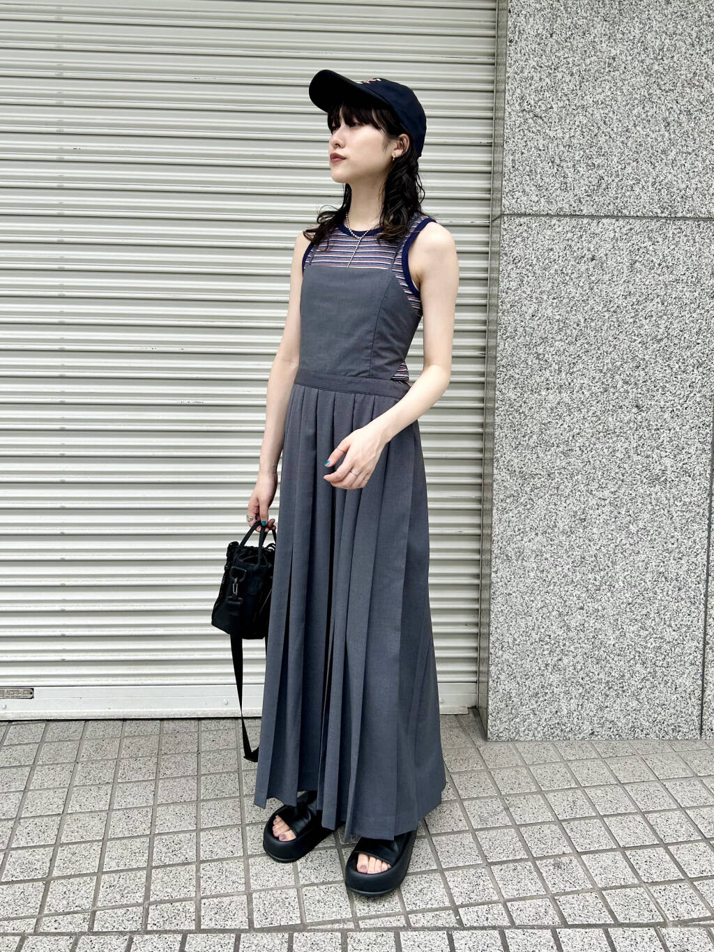 pleated camisole dress (grey) *JP