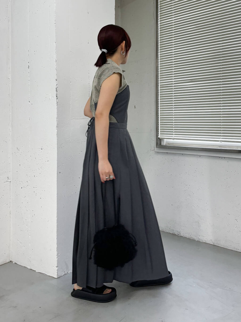 pleated camisole dress (grey) *JP