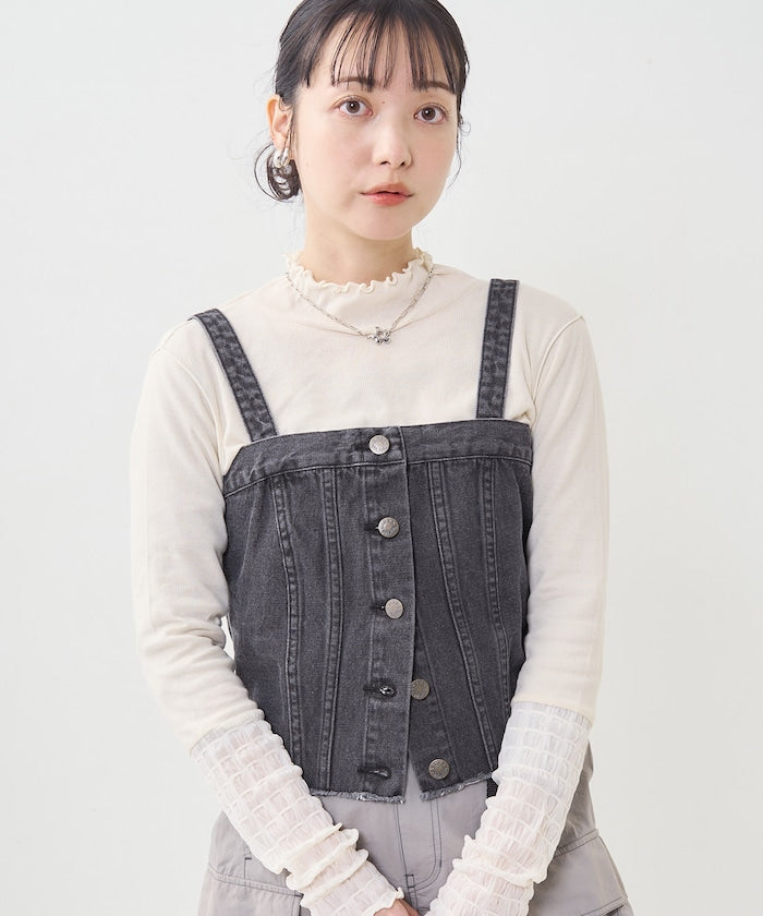 multiway denim tube top (black) *JP