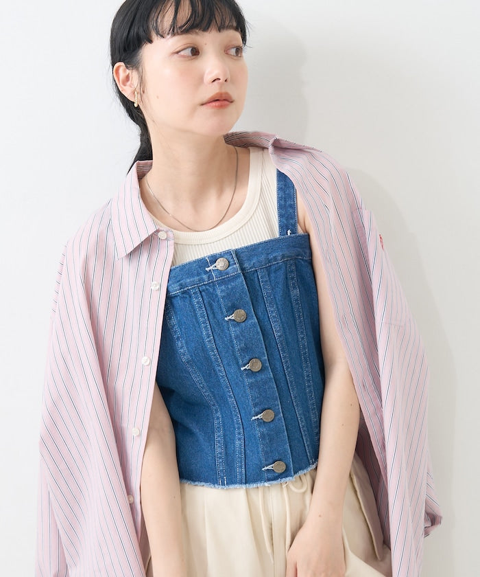 multiway denim tube top (blue) *JP