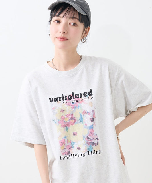 flower painting tee (light grey) *JP