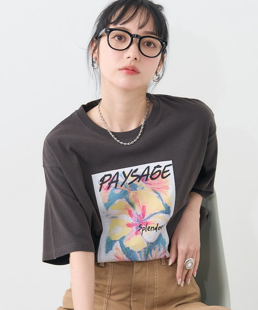 flower painting tee (charcoal) *JP