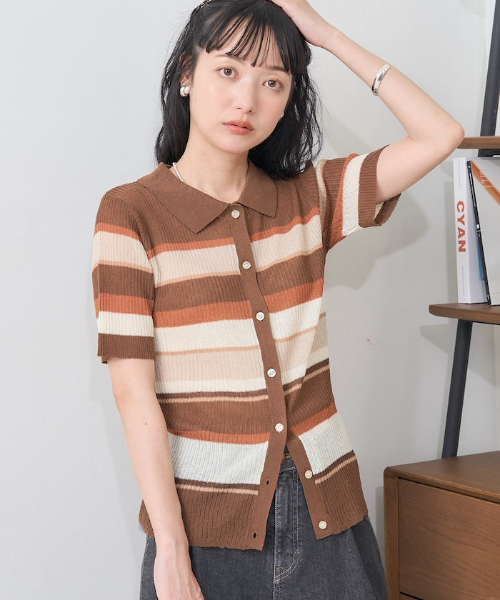 sheer border shirt (camel) *JP