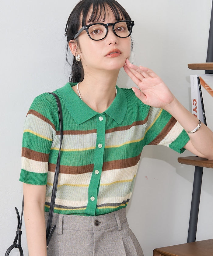 sheer border shirt (green) *JP