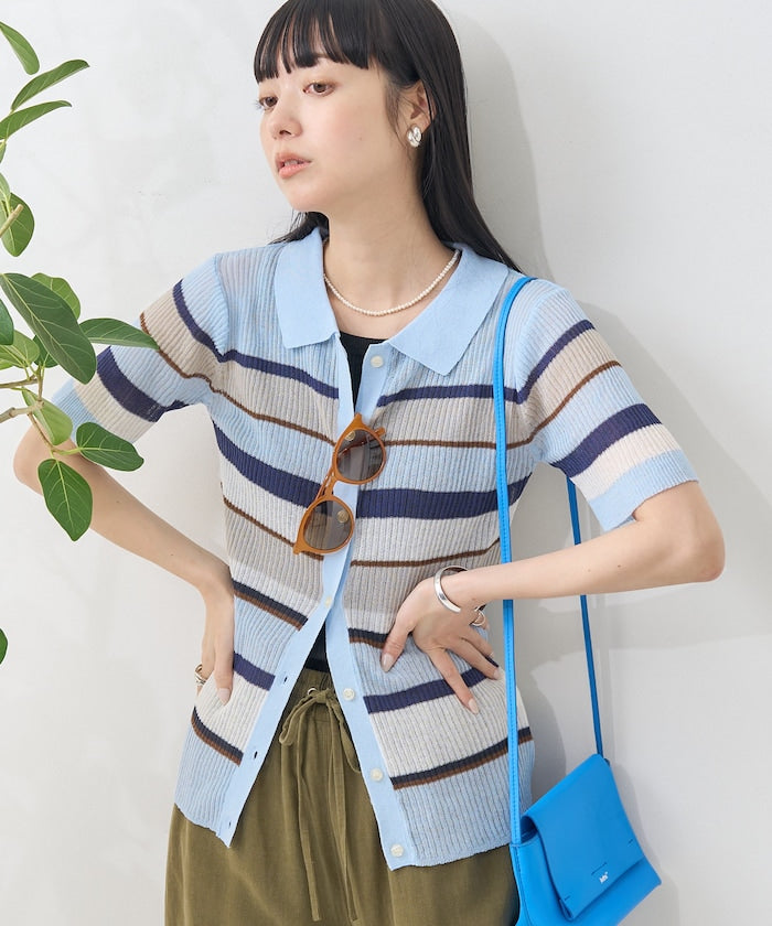 sheer border shirt (blue) *JP