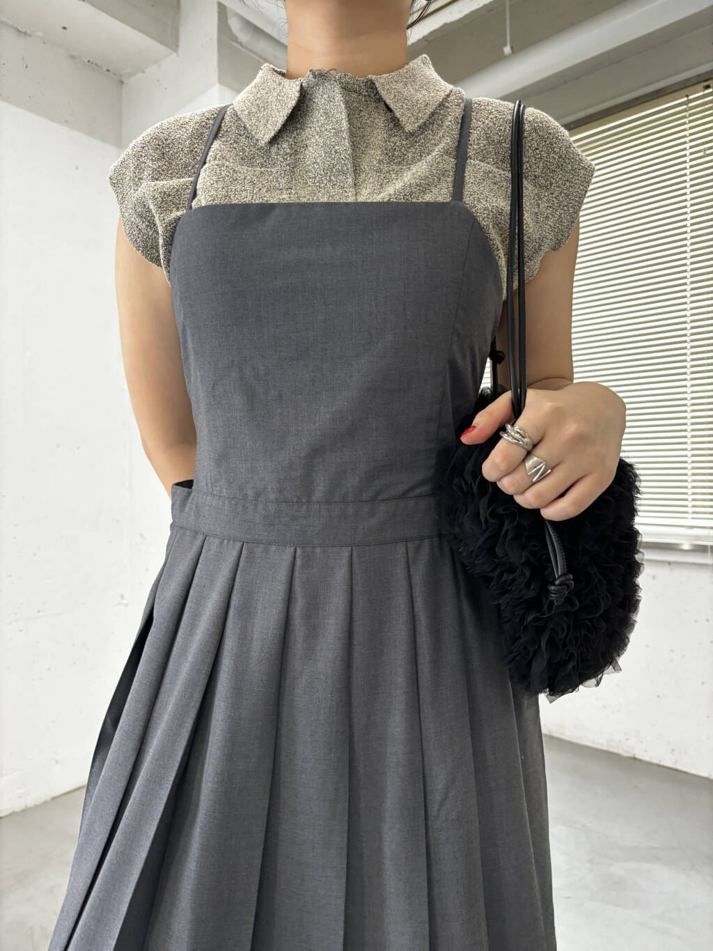 pleated camisole dress (grey) *JP