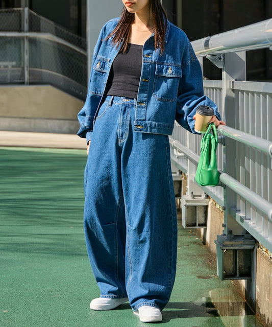 curve line tuck jeans (blue) *JP