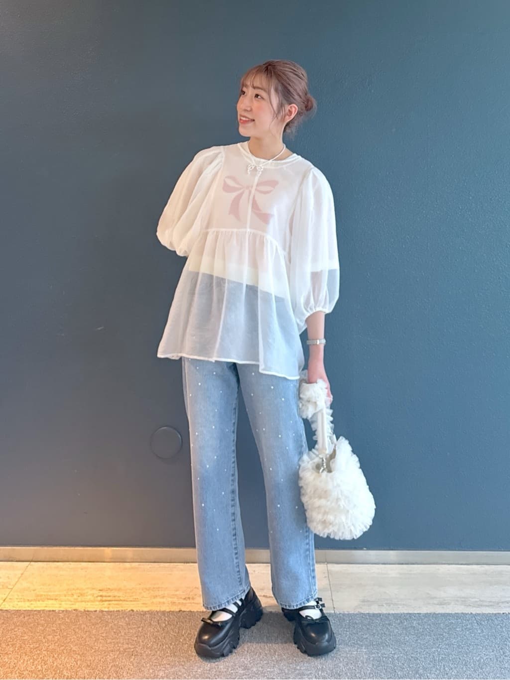 organdy volume blouse (white) *JP