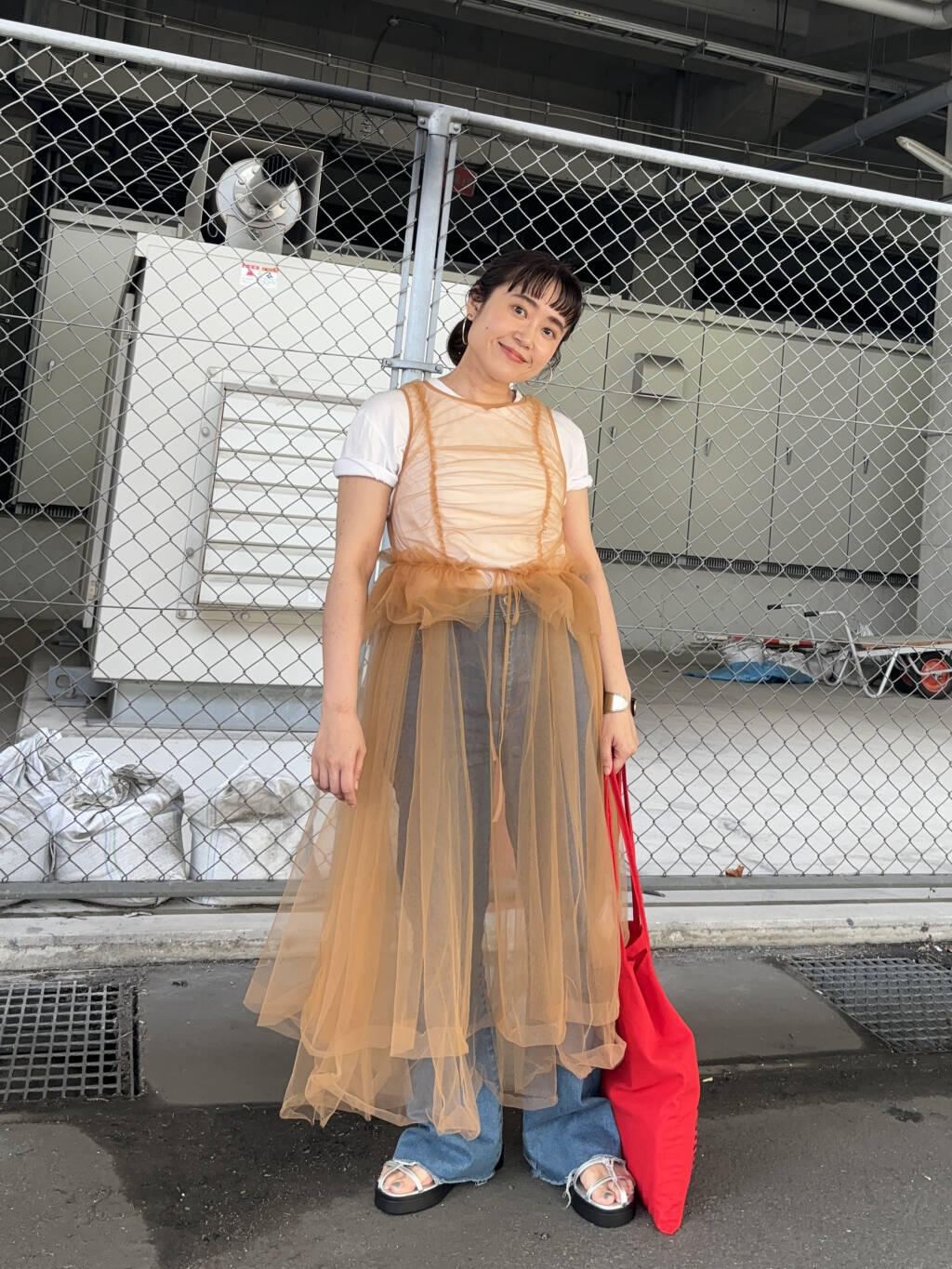 『高橋愛×KBF』frilled tulle dress (apricot) *JP