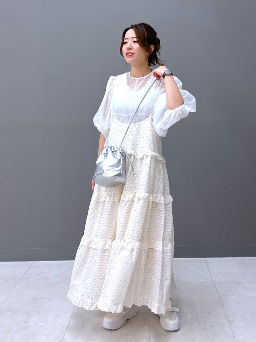 organdy volume blouse (white) *JP