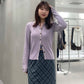 bicolor polo RIB knit (purple x gray) *JP