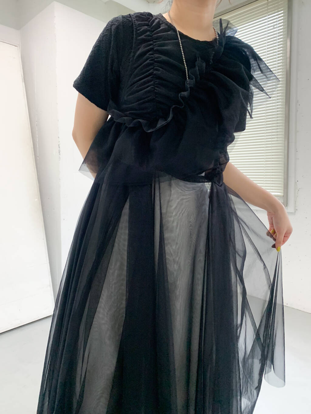 『高橋愛×KBF』frilled tulle dress (black) *JP