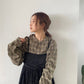 sleeve gathered blouse (check) *JP