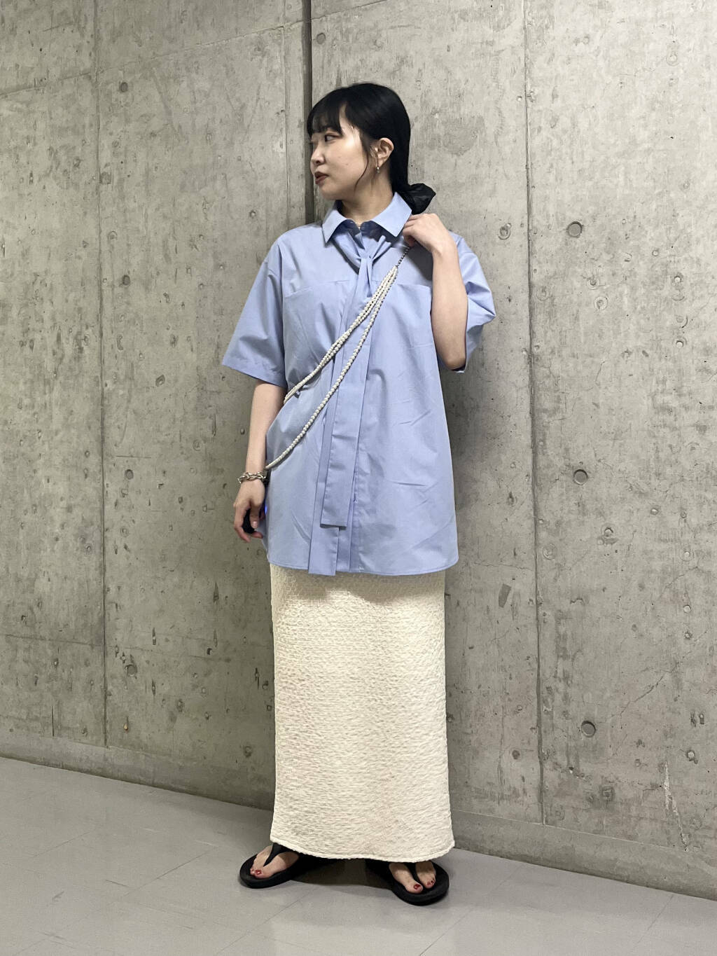 tie set long shirt (blue) *JP