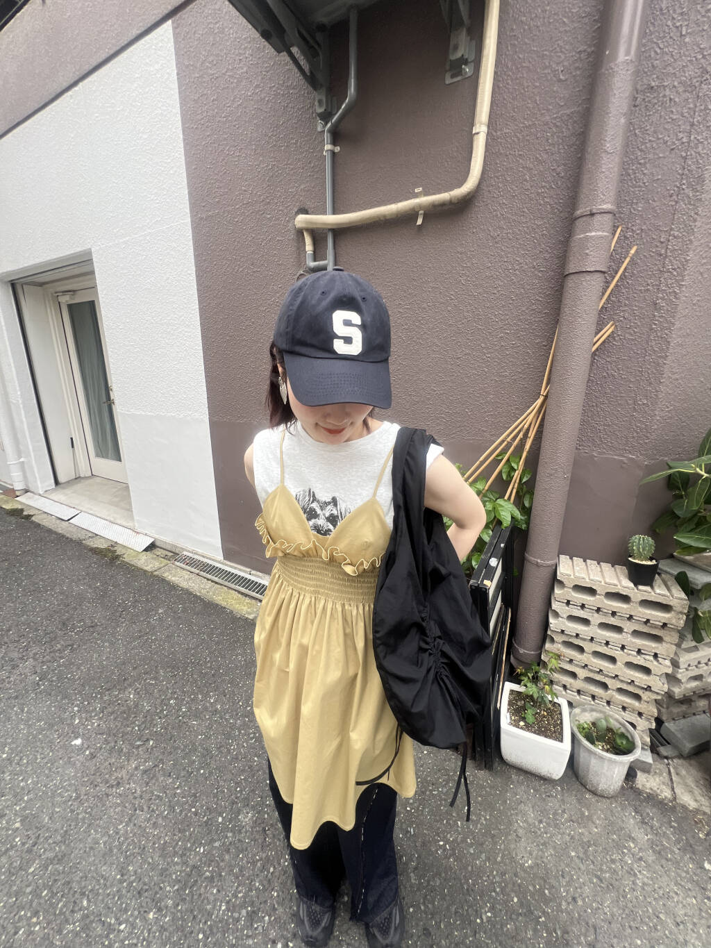 shirred mini dress (beige) *JP