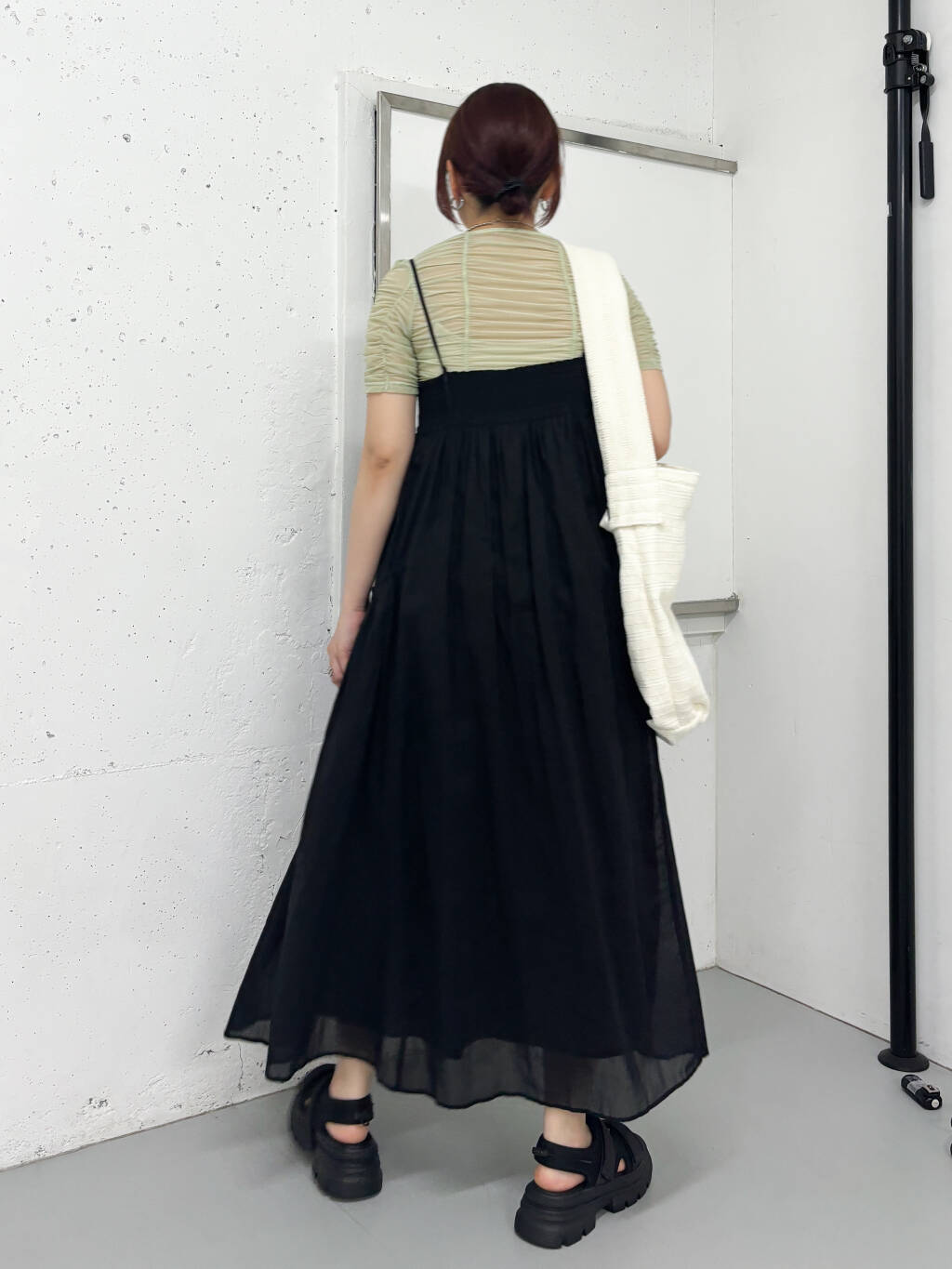 gathered tulle tee (light khaki) *JP