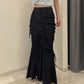 cut out gather skirt (black) *JP