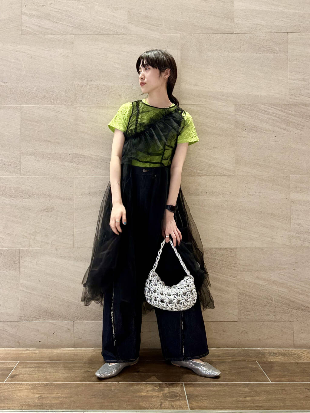 『高橋愛×KBF』frilled tulle dress (black) *JP