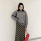 check narrow skirt (khaki x black) *JP