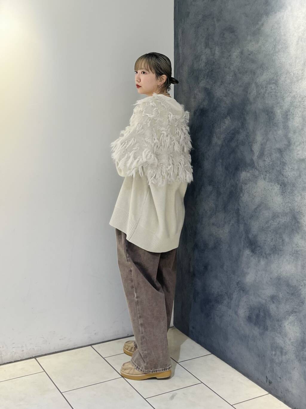 jacquard fringe cardigan (ivory) *JP