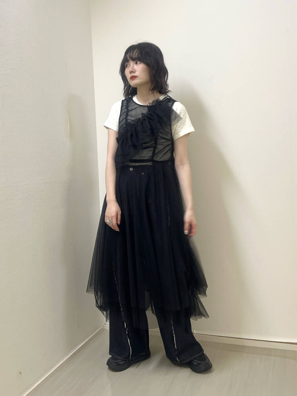 『高橋愛×KBF』frilled tulle dress (black) *JP