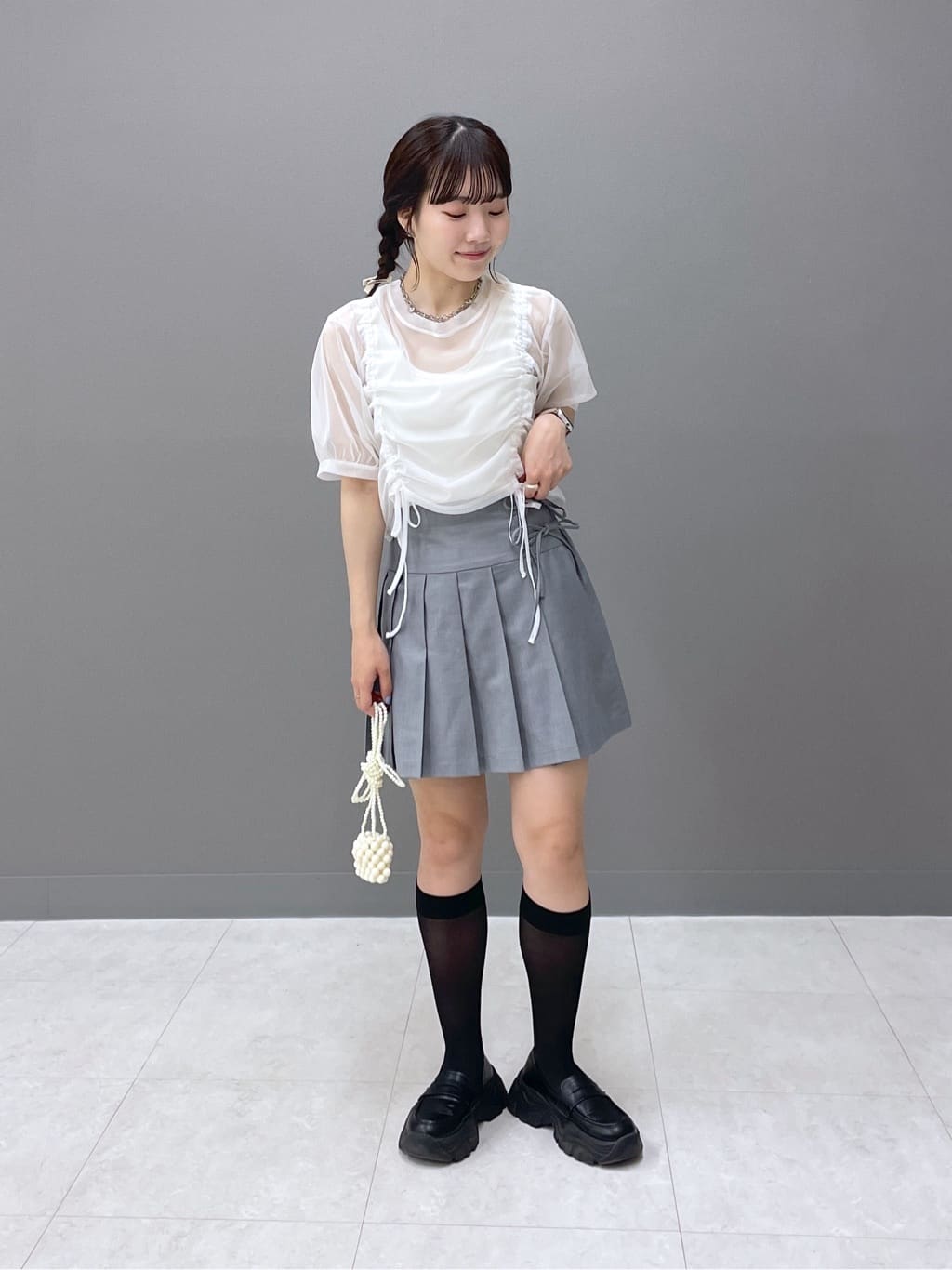 front draw sheer top (white) *JP