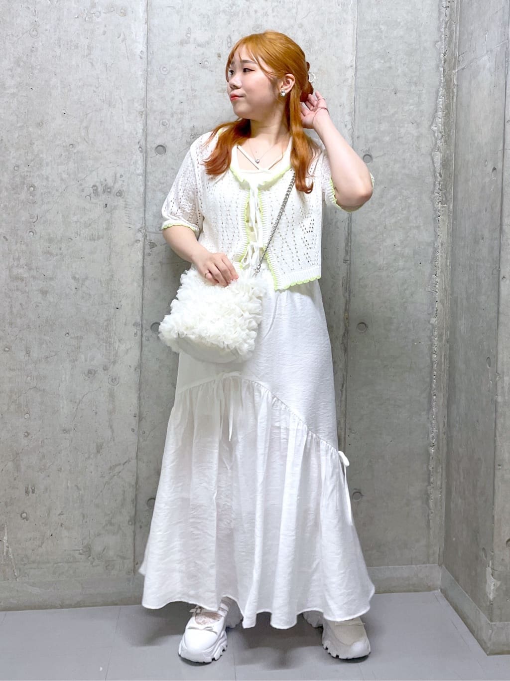 openwork color cardigan (white) *JP