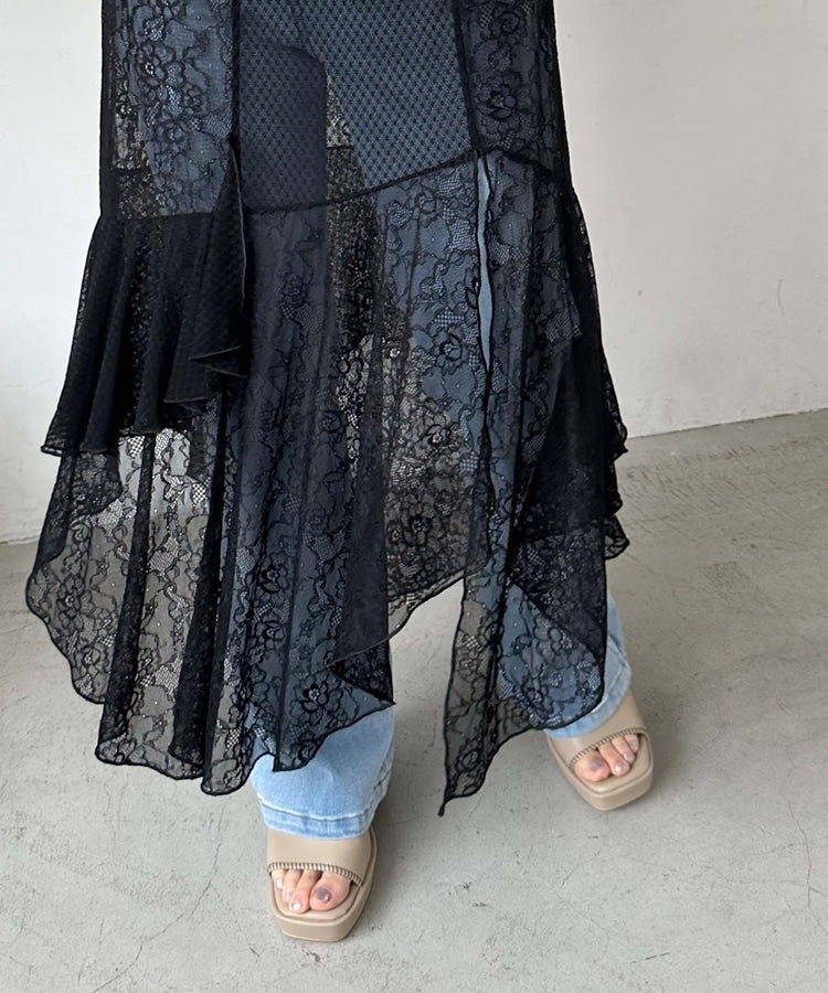 irregular lace ops (black) *JP