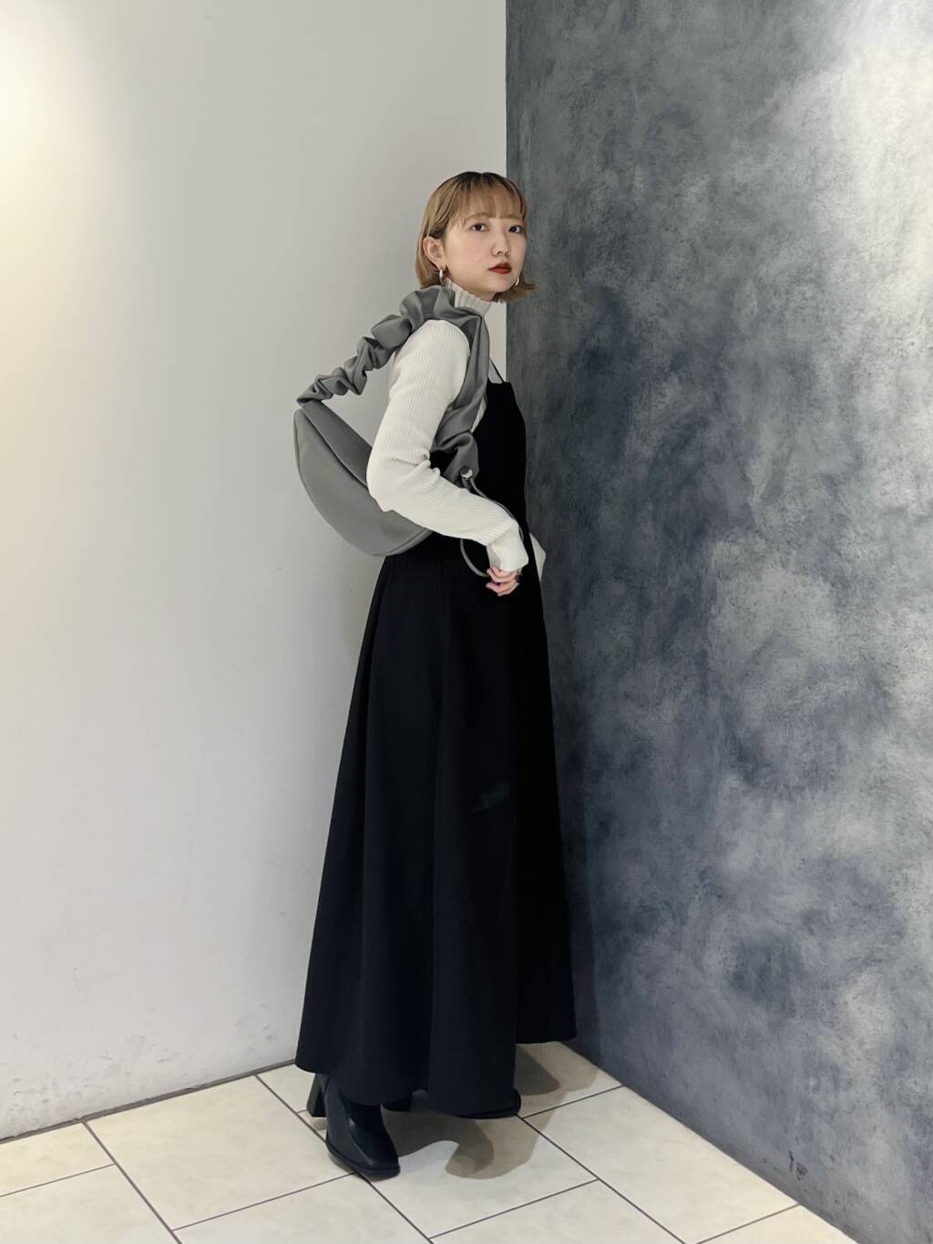 front tuck jumper skirt (black) *JP