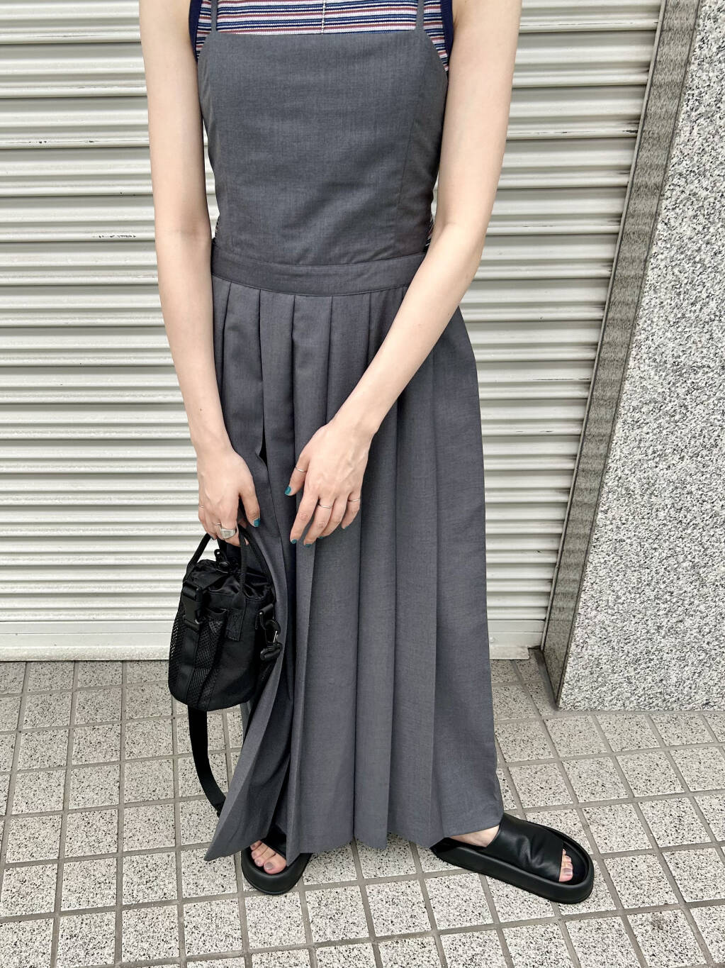 pleated camisole dress (grey) *JP