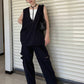 knee slit 2-way pants (navy striped) *JP