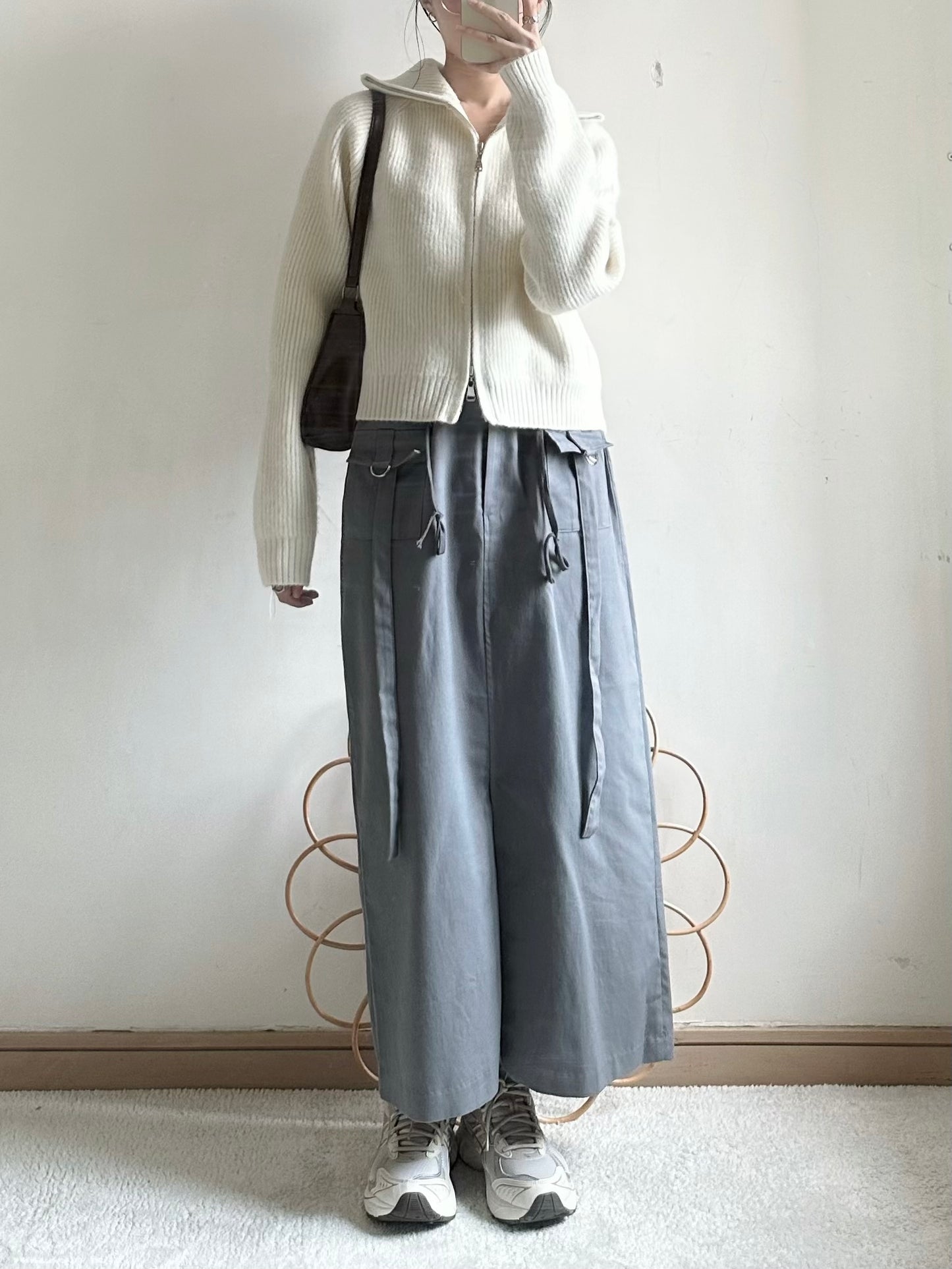 street drawstring skirt (light grey)