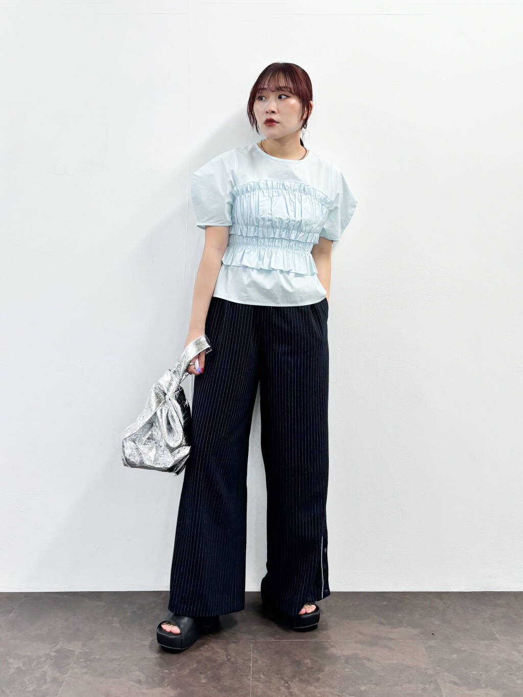 『高橋愛×KBF』shirred bustier blouse (light blue) *JP