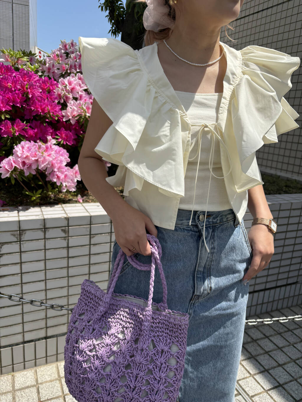 multi-way ruffle blouse (white) *JP