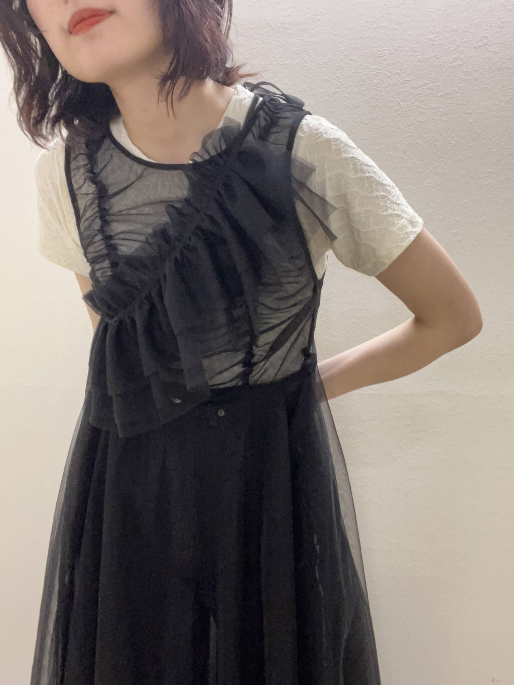 『高橋愛×KBF』frilled tulle dress (black) *JP