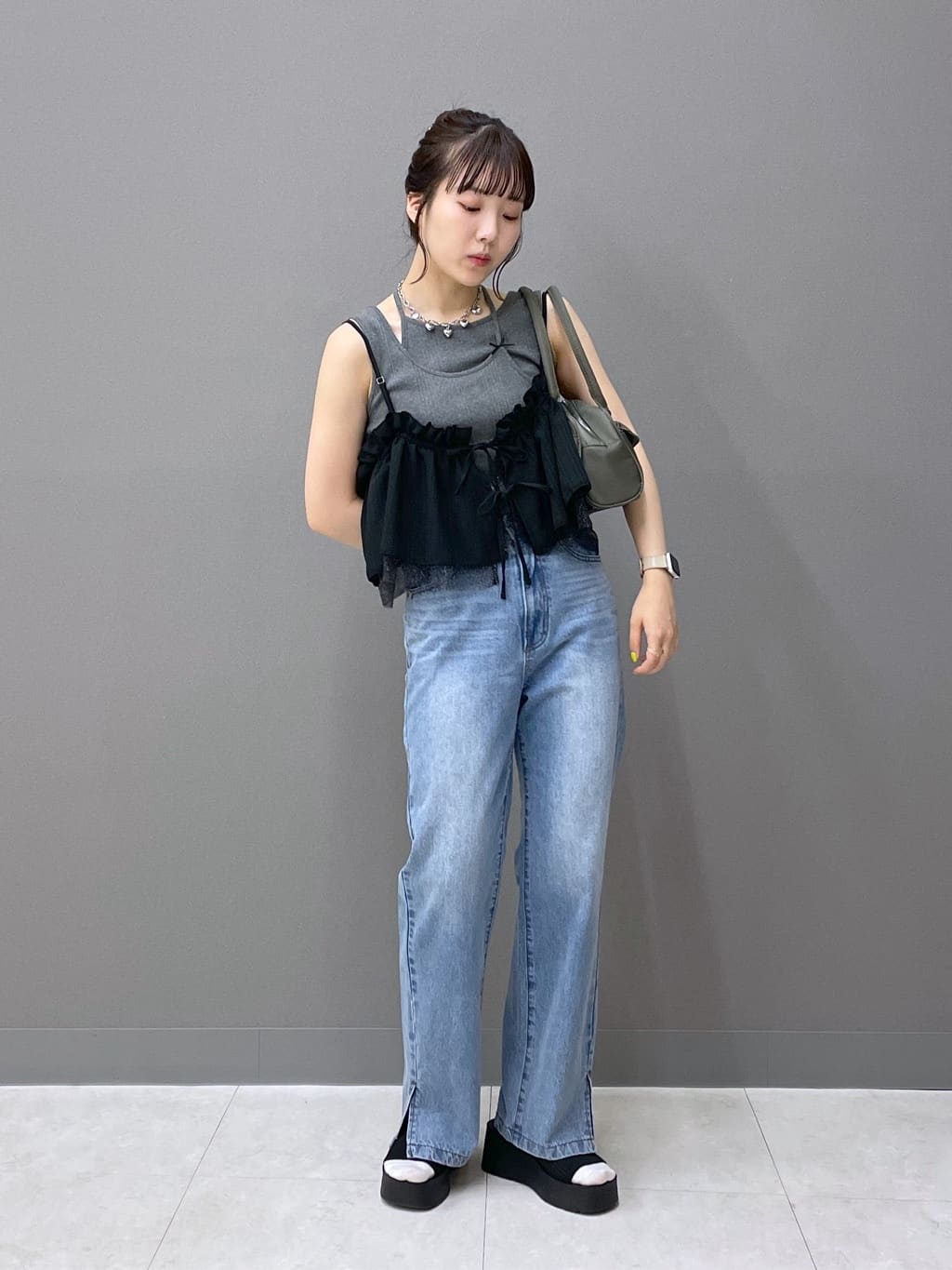 teleco layered tank top (charcoal) *JP