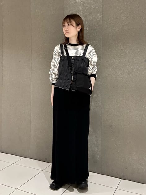 multiway denim tube top (black) *JP