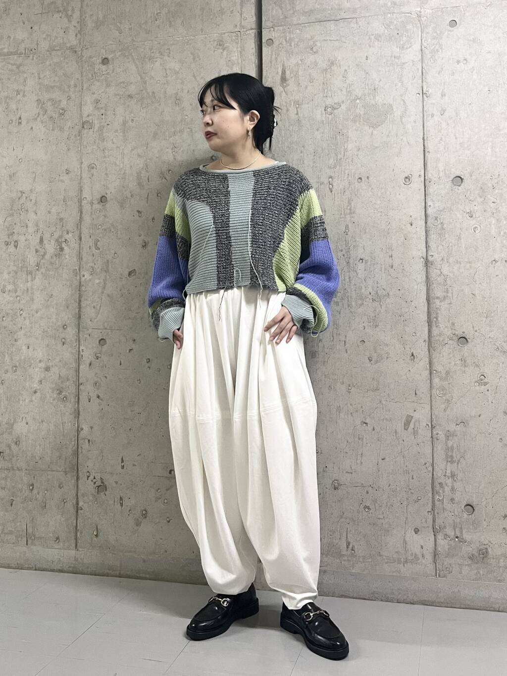 art fringe cropped knit (moss gray) *JP