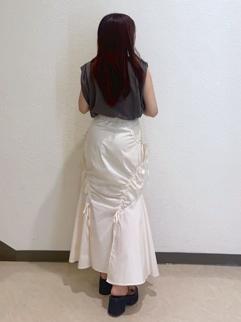 shirring string skirt (white) *JP