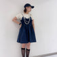 shirred mini dress (navy) *JP