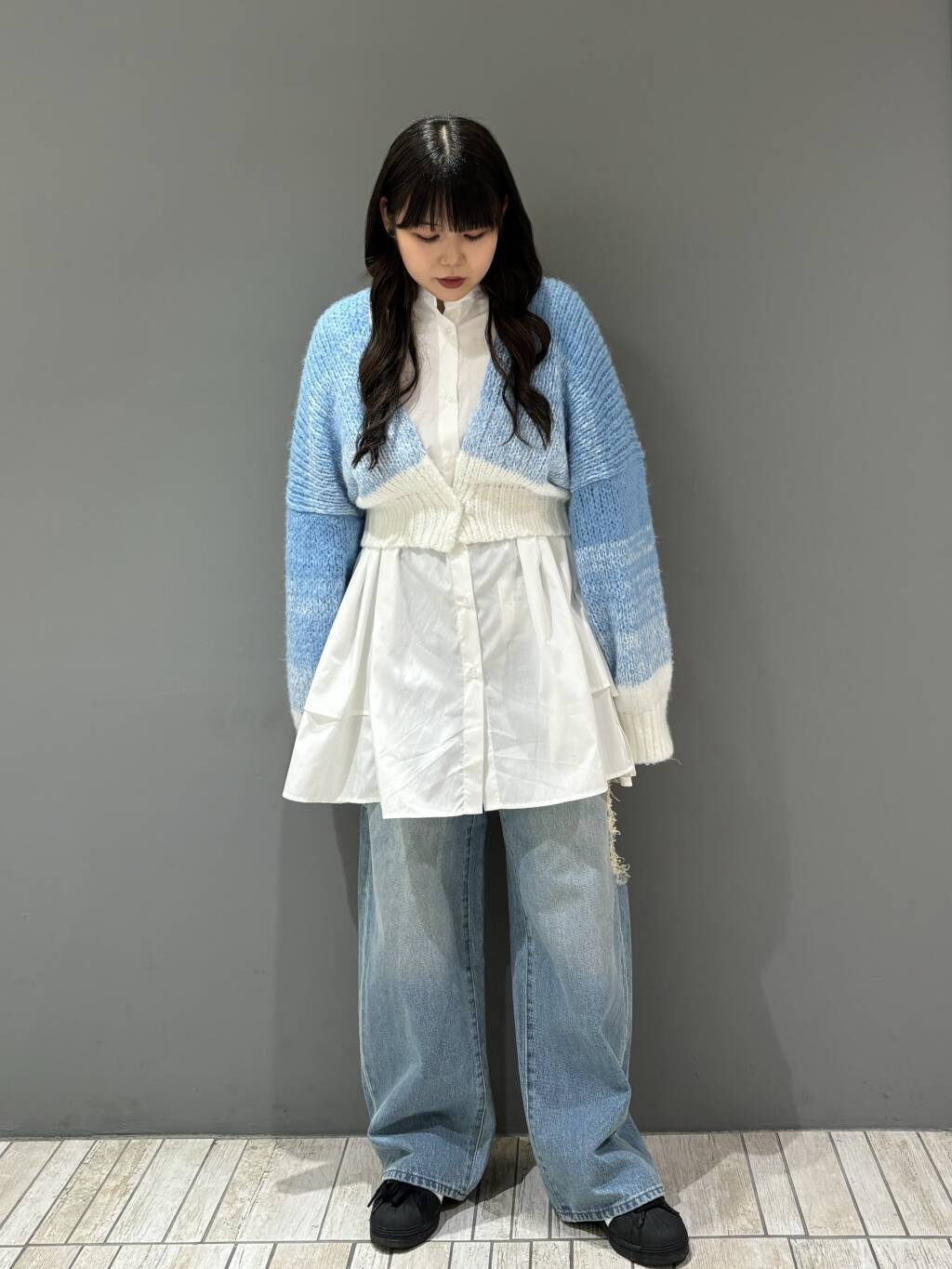 gradient short cardigan (off mix) *JP