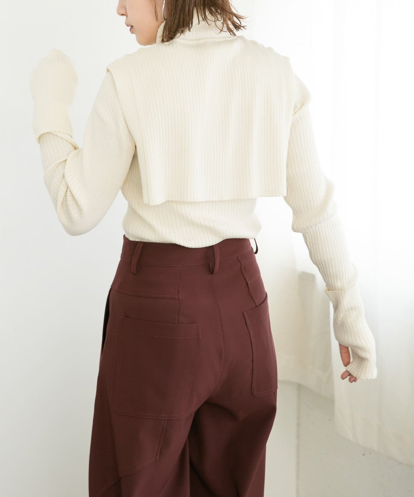 overshawl high neck knit (ivory) *JP