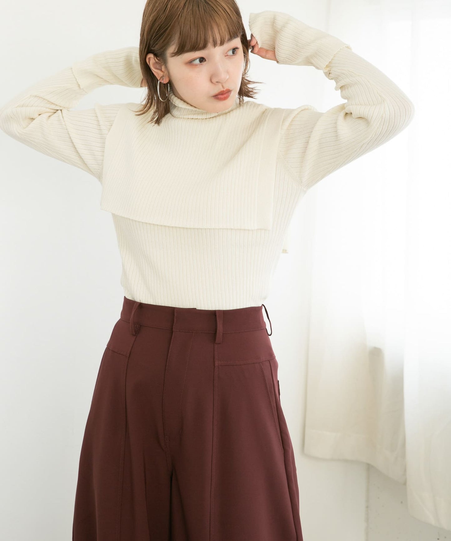 overshawl high neck knit (ivory) *JP