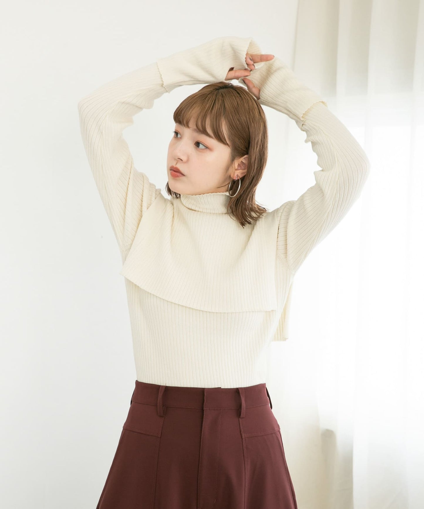 overshawl high neck knit (ivory) *JP