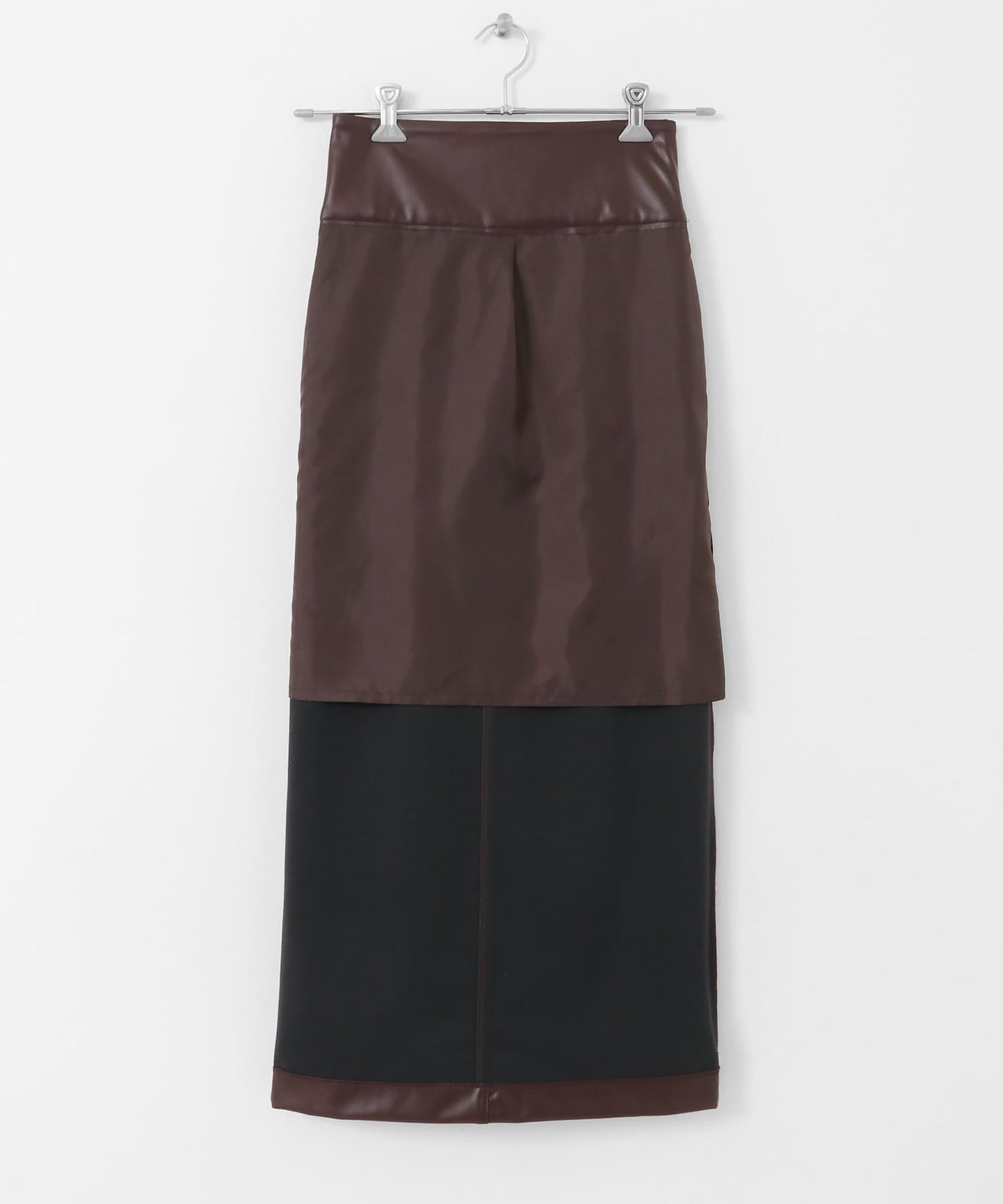 faux leather tight skirt (brown) *JP